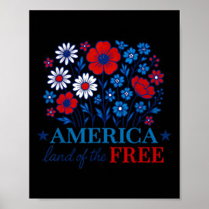 Poster América Floral Terra Livre 4 De Julho Vermelho Br