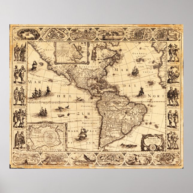 Poster América, Noviter Delineata Map (1622) (Frente)
