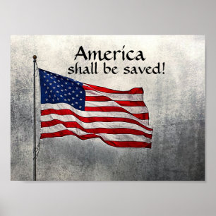 Poster América salvar! Bandeira americana