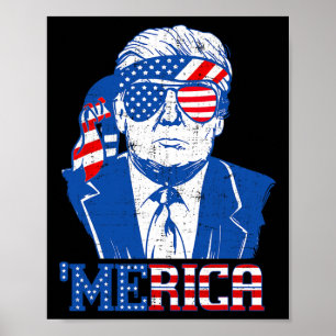 Poster América Trump Feliz 4 de Julho Trump Bandeira Amer