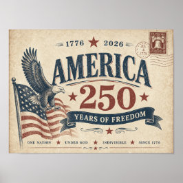 Poster América Vintage 250 Anos de Liberdade