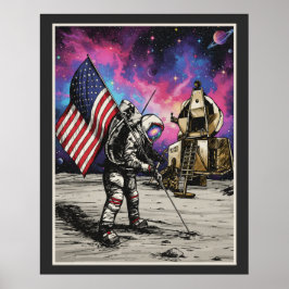 Poster American Astronaut Patriotic Vivid Colors