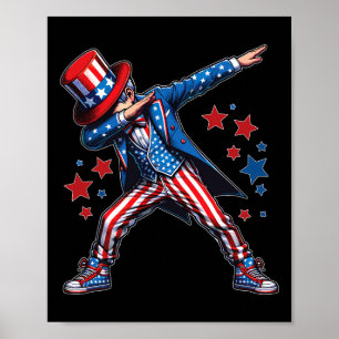 Poster American Boy Dabbing Patriótico 4º De Julho Crianç