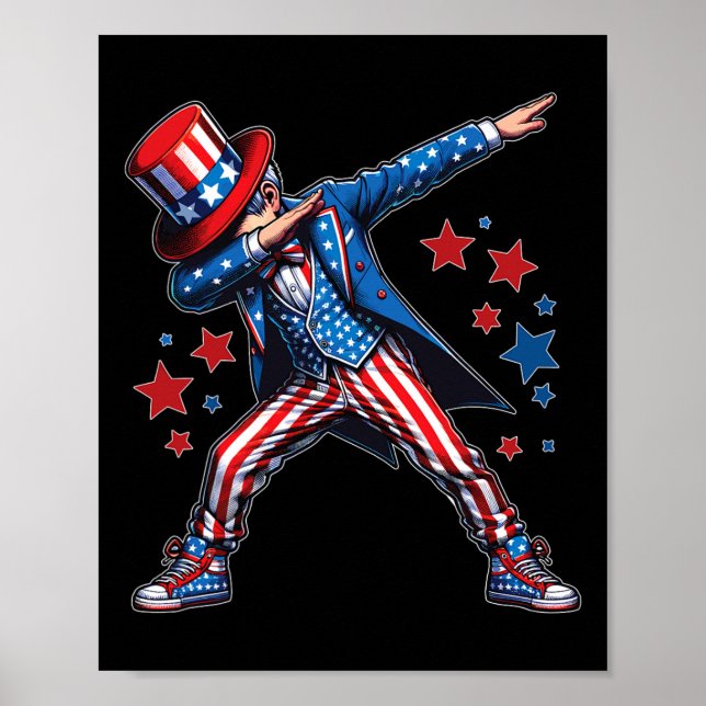 Poster American Boy Dabbing Patriótico 4º De Julho Crianç (Frente)