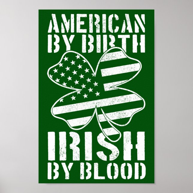 Poster American By Birds Irish By Blood Irish Flag (Frente)