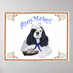 Póster American Cocker Spaniel Marinheiro