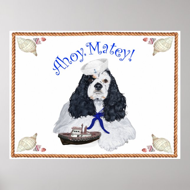Póster American Cocker Spaniel Marinheiro (Frente)