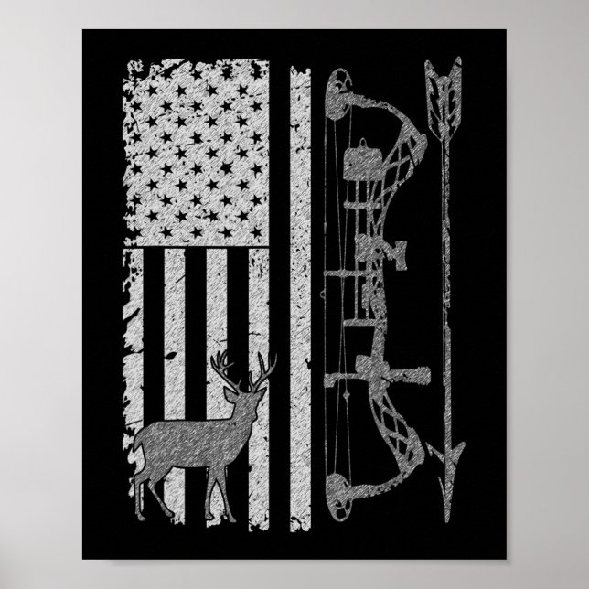 Poster American Deer Hunting Bow Hunter Flag Accessories  (Frente)