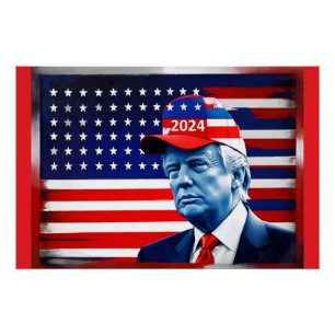 Póster American Donald Trump 2024 Flag