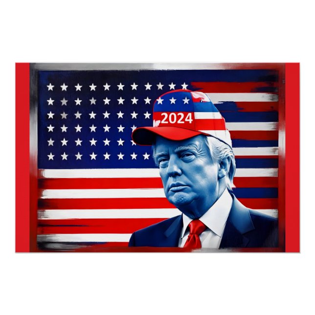 Póster American Donald Trump 2024 Flag (Frente)