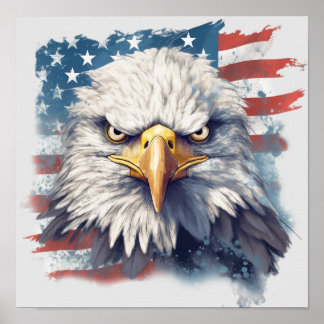 Poster American Eagle sobre bandeira americana