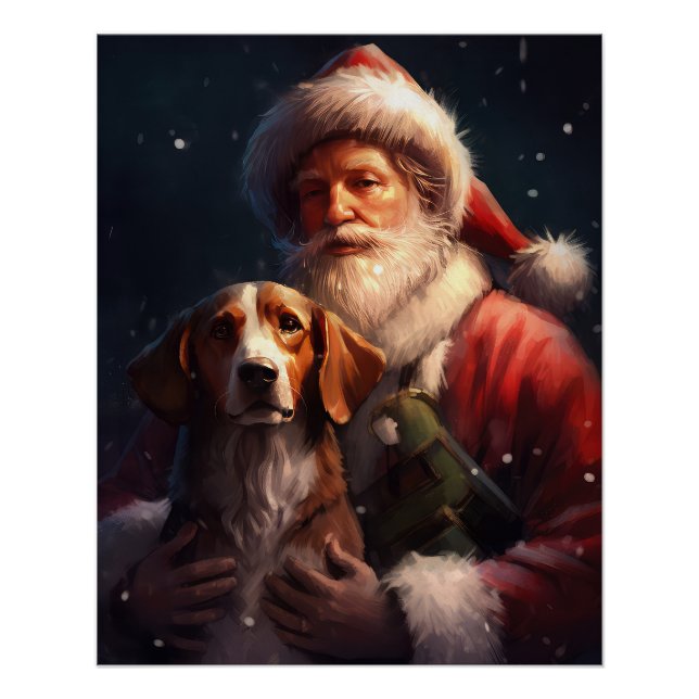 Póster American English Foxhound Santa Claus Natal (Frente)