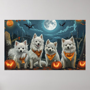Poster American Eskimo Halloween Assustador 