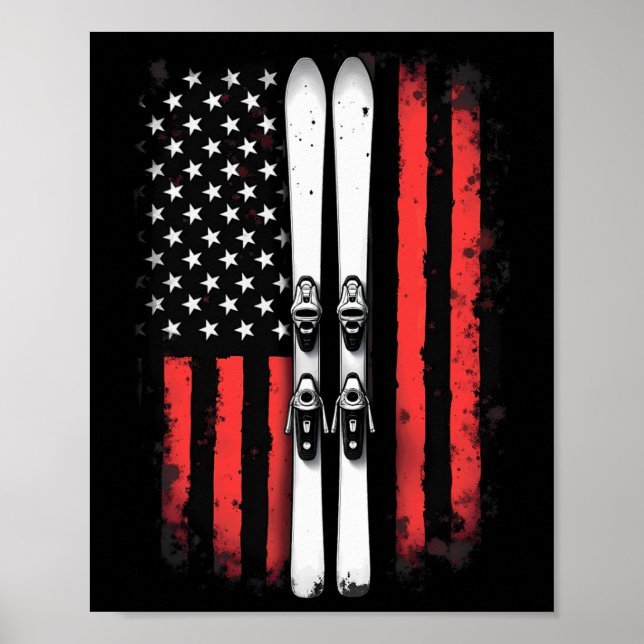 Poster American Flag Alpino Skiier (Frente)