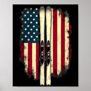 Poster American Flag Alpino Skiier