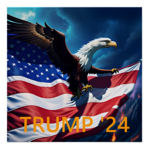 Póster American Flag American American Eagle TRUMP 2024