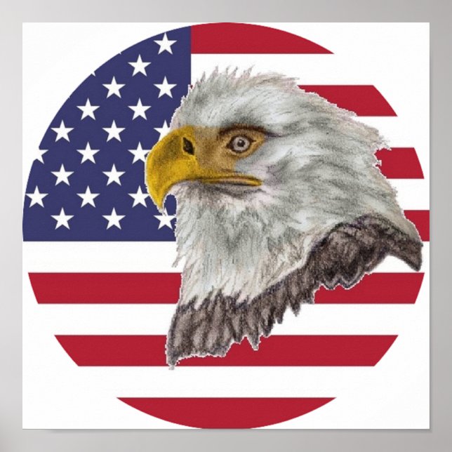 Poster American Flag Bald Eagle (Frente)