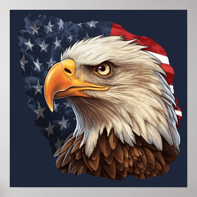 Poster American Flag Bald Eagle (Frente)
