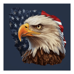 Póster American Flag Bald Eagle