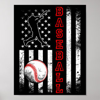 Poster American Flag Baseball Team Vintage Engraçado