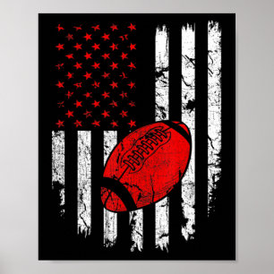 Poster American Flag Football USA Patriotic Sport Lover C