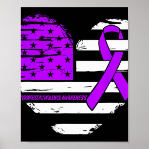 Poster American Flag Heart Doméstico Violência Doméstica 