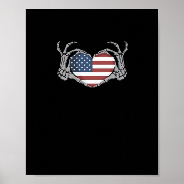 Poster American Flag Heart Feed (Frente)