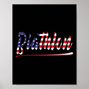 Poster American Flag Ski Biathlon Fan Graphic Art Us