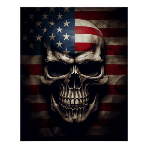 Póster American Flag Skull