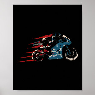 Poster American Flag Super Bike Moto Gp 4th Do Julho Dirt