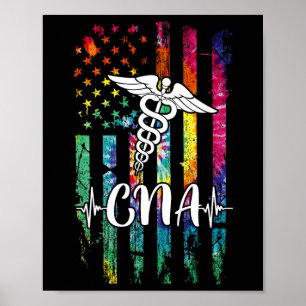 Poster American Flag Tie Dye Cna Costume Nursin