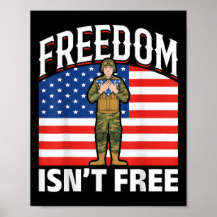 Poster American Flag United States Freedom Soldier Mem
