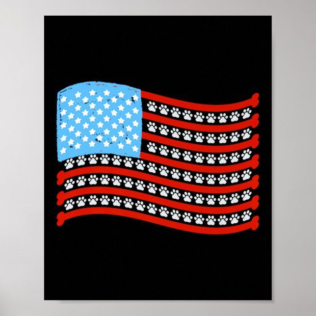 Poster American Flag Vet Tech 4 De Julho Veterinary Patr (Frente)