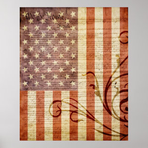 Póster American Flag Vintage