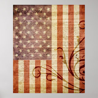 Póster American Flag Vintage