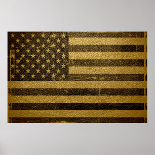 Póster American Flag Vintage Leather