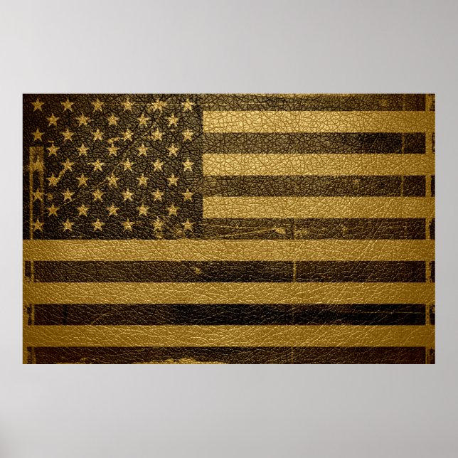 Póster American Flag Vintage Leather (Frente)