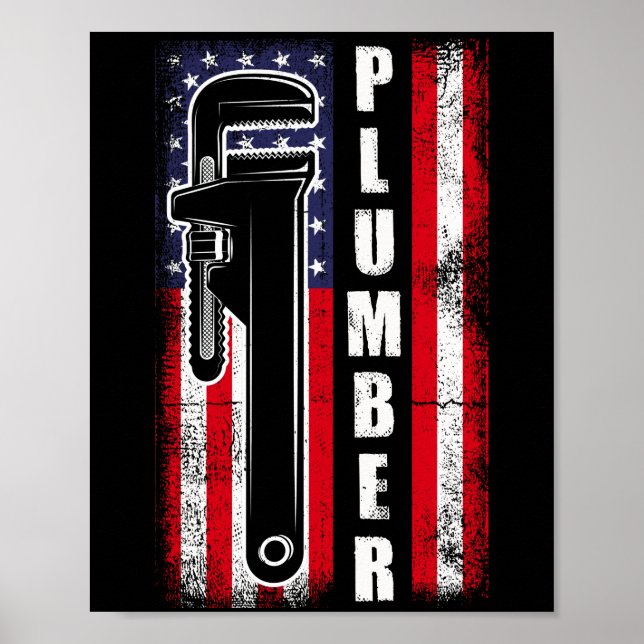 Poster American Flag Vintage Plumber Wrench (Frente)