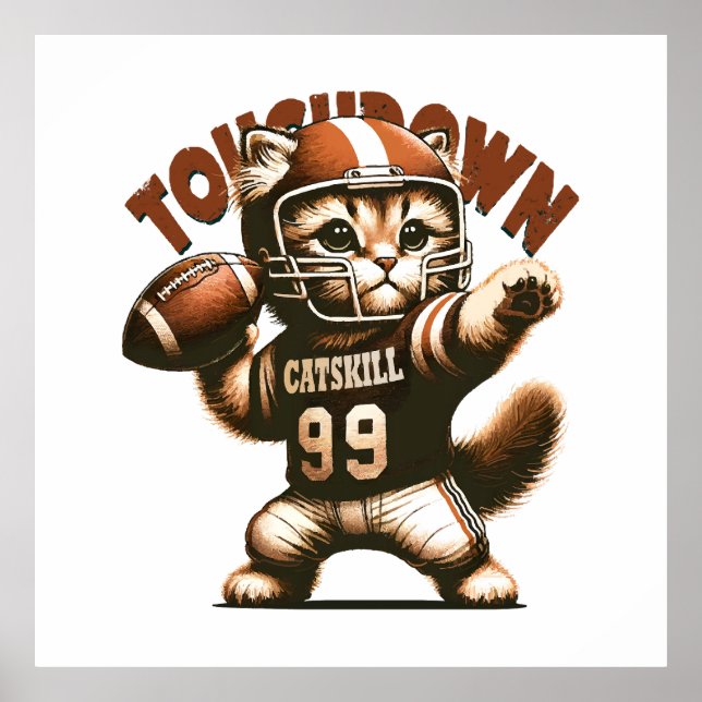 Poster American Football Cat - Compras de Touchdown (Frente)