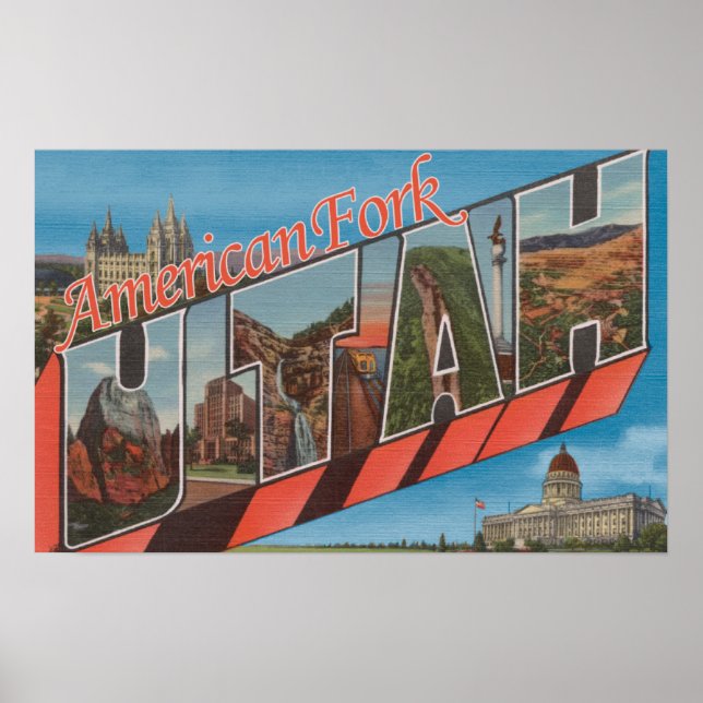 Póster American Fork, Utah - Grandes Cenas de Letras (Frente)