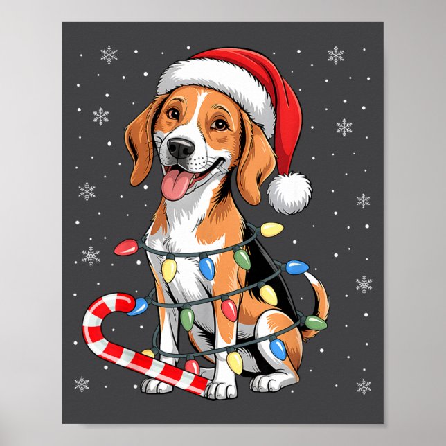 Poster American Foxhound Dog Ugly Christmas Candy Cane Tr (Frente)