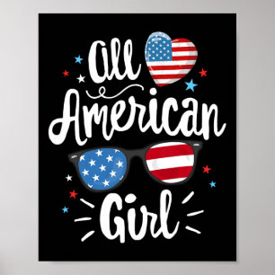 Poster American Girl Women American Flag 4 Of Julho Patr