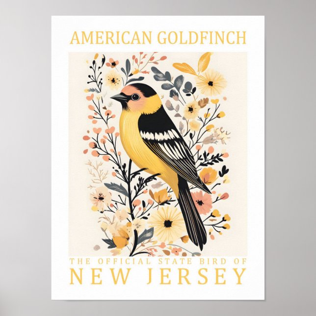 Poster American Goldfinch Bird de Nova Jersey EUA (Frente)