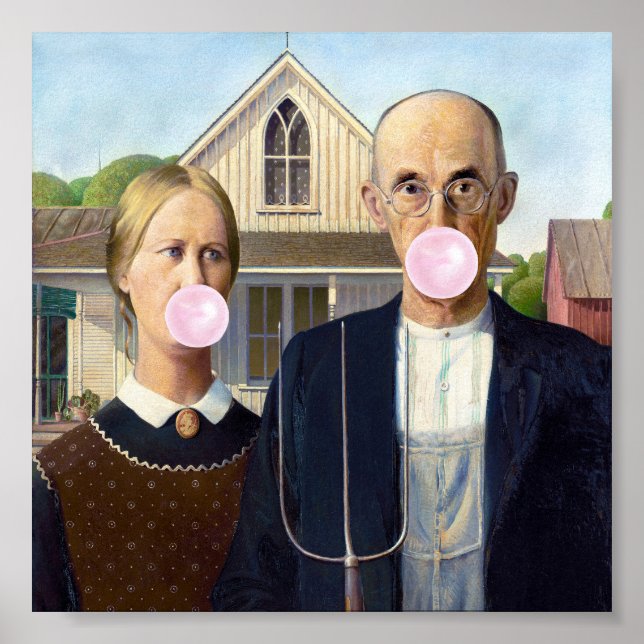 Poster American Gothic Grant Wood (Frente)