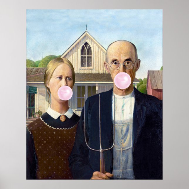 Poster American Gothic Grant Wood (Frente)