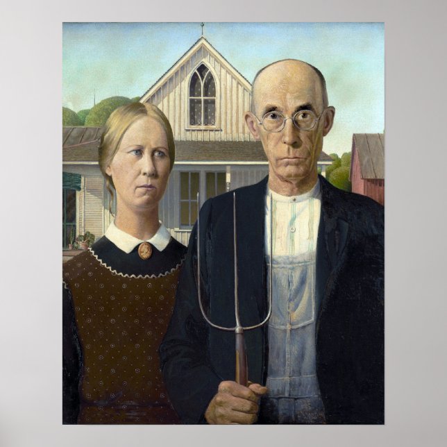 Póster American Gothic por Grant DeVolson Wood (Frente)