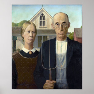 Poster American Gothic por Grant DeVolson Wood