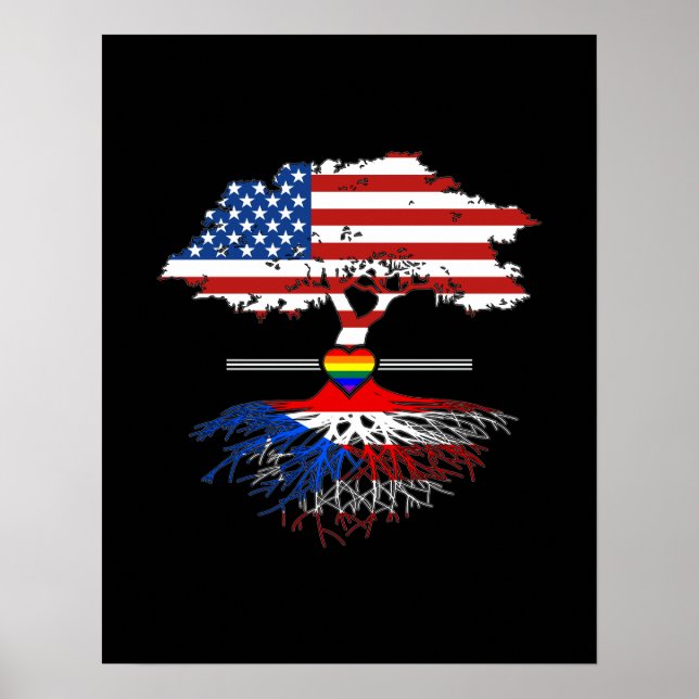 Poster American Grown Puerto Rican Roots Gay Heart LGBT (Frente)