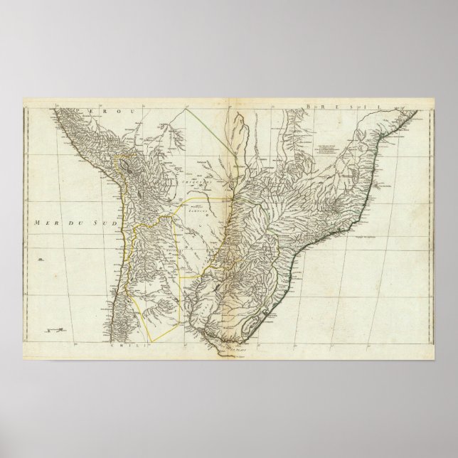 Póster American Map - Seção Central Gravada (Frente)