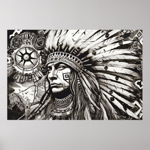 Poster American Native Indian Peaceful Nature Arte